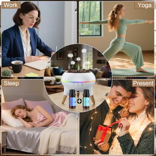 Morbou Essential Oil Diffuser Jellyfish Mist Dancing with Music Aromatherapy, 7 Colorful Lights Hotel Collection Diffuser Oils Scents for Home, Extra 2 * 10ml Essential Oils 6