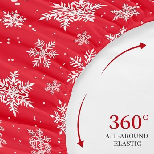 HCORA Christmas Fitted Sheet Only, 100% Brushed Microfibre Deep Pocket Fitted Bottom Sheet, Ultra Soft, Shrinkage and Fade Resistant, Queen Size 5