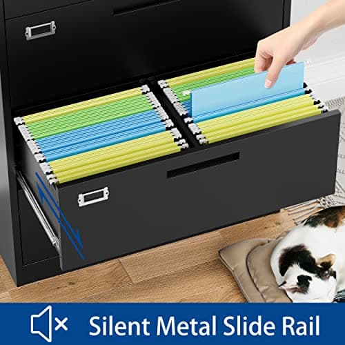 Fesbos Lateral File Cabinet with Lock, 4 Drawer Large Metal Filing Cabinet,Home Office Lockable Storage Cabinet for Hanging Files Letter/Legal/F4/A4 Size-Assembly Required 7