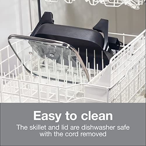 Proctor Silex Electric Skillet with Lid, 116 sq. in. Nonstick Cooking Surface for Frying, Sauteing, Simmering and Braising, Adjustable Temp 200° to 400° F, Black (38526PS) 6