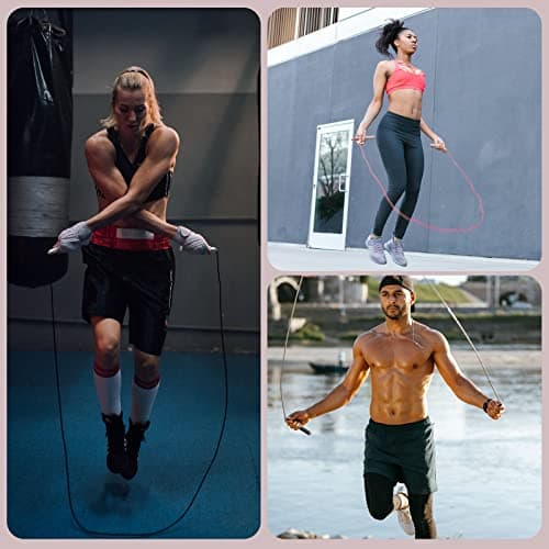 𝐒𝐩𝐞𝐞𝐝 𝐉𝐮𝐦𝐩 𝐑𝐨𝐩𝐞 𝐟𝐨𝐫 𝐅𝐢𝐭𝐧𝐞𝐬𝐬 - Skipping Rope for Women Men Exercise with Adjustable Length Jumping Rope and Alloy & Silicone Handles Suitable for Workout Boxing Home Gym 6