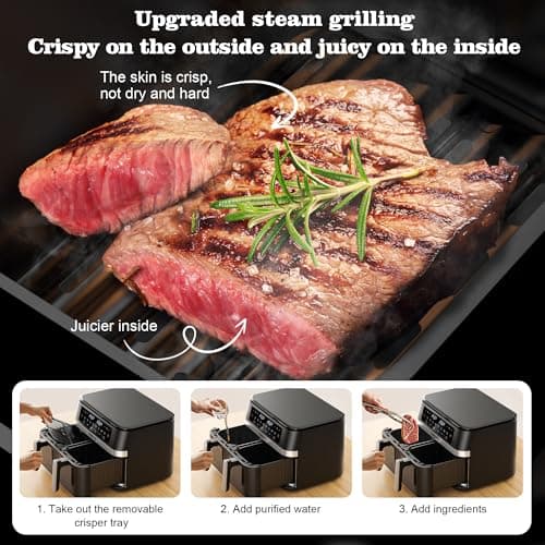 HoninJoy 12QT Large Dual Basket Air Fryer with Viewing Window and 50pcs Paper Liners, 10-in-1 Digital Touchscreen Double Zone Air Fryers, SyncCook to Bake,Roast,Reheat,Broil, Nonstick Dishwasher Safe 9