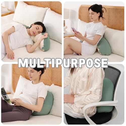 Ailuteie Peallow(Pat. Pend) – Long Round Body Pillow for Adults, Bolster Pillow for Sleeping, Soft and Supportive Pillow for Sleeping & Lumbar Support (Green-White, 29.5") 6