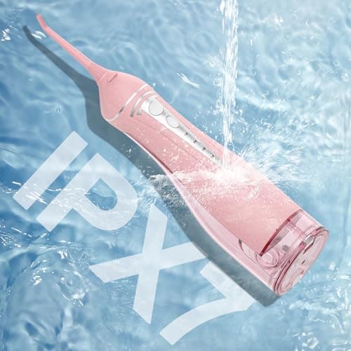 Water Flosser Teeth Pick: Rechargeable Cordless Oral Irrigator 300ML Portable Water Flosser for Braces IPX7 Waterproof Electric Waterflosser for Teeth Cleaning C101 Pink 8