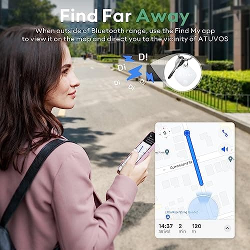 ATUVOS Air Tracker Tags-4 Pack, Bluetooth Luggage Tracker Works with Apple Find My APP (iOS Only, Not for Android), Keys Finder and Item Locator for Luggage, Backpack, Suitcases, Replaceable Battery 3