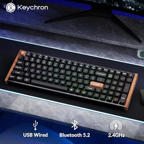 Keychron K4 HE – 96% Compact Hall Effect Wireless Mechanical Keyboard with Number Pad, Magnetic Switch, Rapid Trigger, Custom RGB, QMK/VIA, 2.4GHz/BT5.2/Wired, for Mac/Windows/Linux, Wood Frame, Black 9