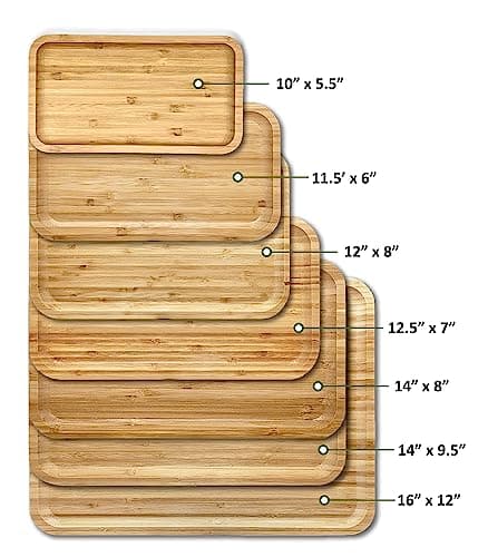Bam&Boo Bamboo Serving Tray Natural Minimalist Rectangular (9.7” x 5.4" x 0.8") Coffee, Tea, Food, Drinks, Storage, Decor for Home, Kitchen, Bathroom 7