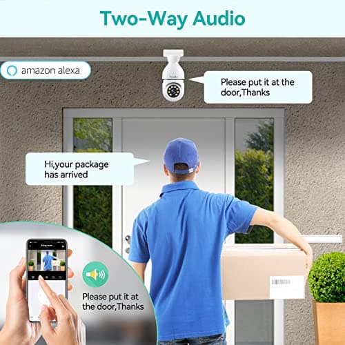 Noonkey 2K/3MP Light Bulb Security Camera, 5G& 2.4GHz WiFi Alexa E27 360° Light Socket Camera for Outdoor, Wireless WiFi Home IP Camera with Motion Tracking Alarm, Color Night Vision,Two-Way Talk 7