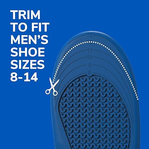 Dr. Scholl’s Extra Comfort Support Insoles Men, Size 8-14, 1 Pair: All-Day Comfort Shoe Inserts with Massaging Gel for Big & Tall Men, 200lbs+, Wide Feet - Arch Support Inserts for Men, Trim to Fit 7