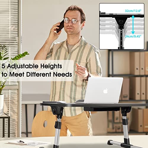 AirOpen Adjustable Laptop Lap Desk with Fan and Drawer, Stand for Bed, Couch, Floor (20.9" x 11.8", Black) - Fits Laptops up to 15.6" 5