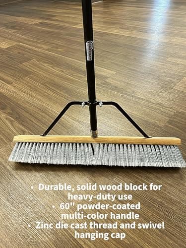 American Select Tubing Pbma24004-2 Heavy Duty 24" Multi-Surface Push Broom with Silver/Black Handle (2 Pack) 6