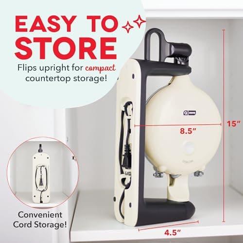 Dash Flip Belgian Waffle Maker - For Thick, Fluffy Single-Serve Waffles - Features Ceramic Nonstick Plates and Easy Flip Design - Cream 4