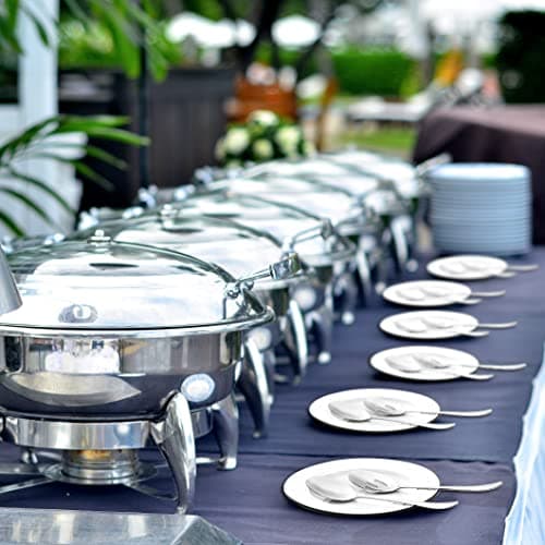 6 Pieces Serving Spoons Set, 8.7 Inch, Includes 3 Serving Spoons and 3 Slotted Spoon, Large Stainless Steel Buffet Banquet Utensils Cutlery Set for Home, Kitchen 6