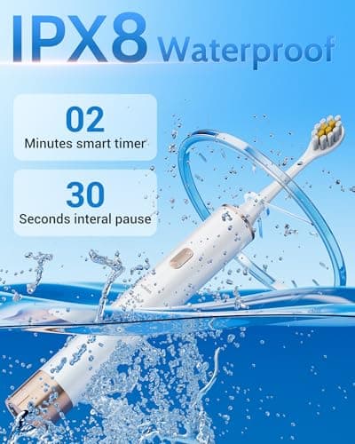 Aneebart Sonic 2 Pack Electric Toothbrush for Adults and Kids, Travel Toothbrush Includes 12 Replacement Toothbrush Heads, 6 Modes with 2 MIN Smart Timer (Black White) 5