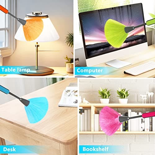 4 Pack 10" Small Microfiber Duster, Delicate Fluffy Microfiber Feather Duster, Suitable for Light Daily Household Dusting, Perfect for Cleaning Desk, Computer Screen, TV Screen, Books, Photo Frames 6