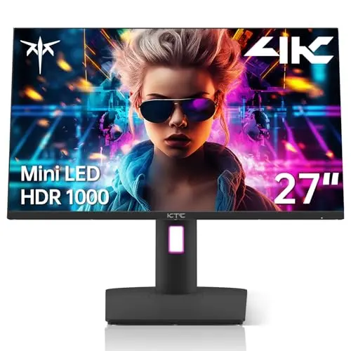 KTC 27 Inch 4K Mini LED Monitor, Fast IPS, HDR1000 160Hz 144Hz Gaming Monitor, Speakers, Type-C 90W, HDMI/DP/USB, Swivel/Height/Pivot/Tilt, VESA, Vertical Monitor for Gaming & PC 9