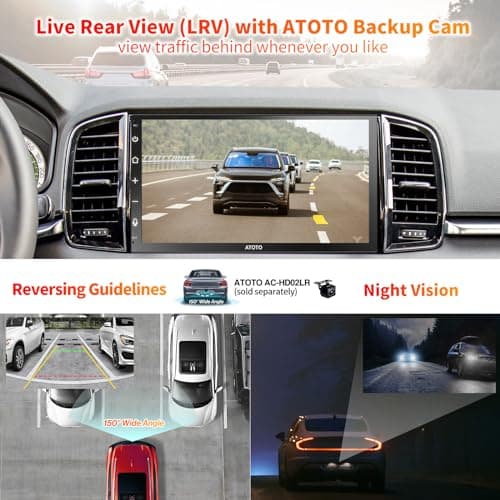 ATOTO F7 Double DIN Car Stereo Receivers, Wireless CarPlay & Android Auto 7 inch Touch Screen, Car Radio with Bluetooth 5.3, FM/AM/GPS, 4.1 Channel Audio Out, Live Rearview, SWC, F7G2B7WE-2024 5