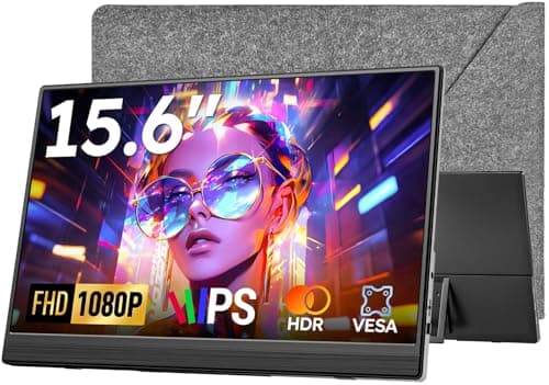 Travel Portable Monitor with Sleeve Bag, 15.6" FHD 1080P Portable Screen for Laptop with Kickstand, USB-C HDMI Second External Monitor, Screen Extender for Laptop Mac Phone PS4/5 Xbox Switch - Black