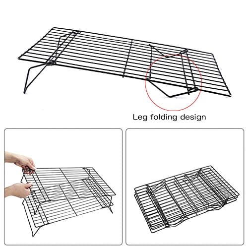 Lainrrew Cooling Rack, 3 Tier Stackable Baking Rack Stainless Steel Wire Cooking Rack for Cooking Roasting Cooling, Collapsible & Foldable, Dishwasher & Oven Safe 6