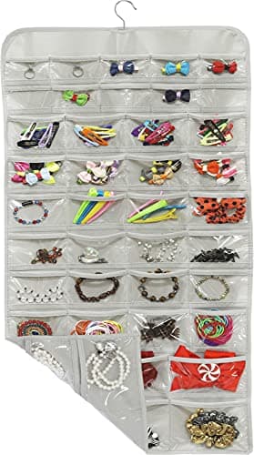 Simple Houseware Hanging Jewelry Storage Organizer, 80-Pocket with 5 Sizes for All Types of Accessories, Gray