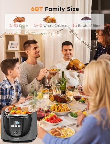 Nuwave Duet Air Fryer, Electric Pressure Cooker & Grill Combo, 540 IN 1 Multicooker with 3 Removable Lids, Slow Cook, Sautés, Dehydrator, 18/10 SS Pot, Sure-Lock Safety Tech & 13 Deluxe Accessories 9