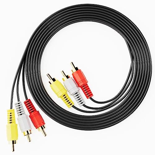 Eanetf RCA Cables, 3RCA Cable Audio Video 24K Gold Plated Connecting Audio Video Components AV Male to Male Cable for Home Theater amp, Stereo Systems (5ft-1pcs)