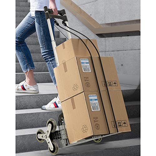 Stair Climbing Cart Aluminum Alloy Portable Climbing Cart 6 Crystal Wheels All Terrain Stair Climbing Hand Truck with Climbing Ropes 6