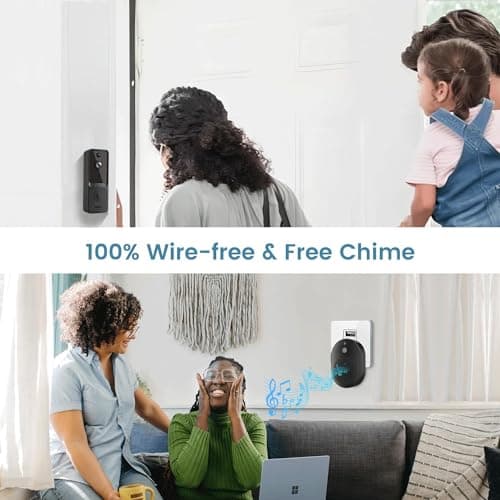CutePanda Video Doorbell Camera Wireless, Chime Ringer Included, Smart AI Human Detection, Indoor Outdoor Surveillance, 2.4G WiFi, Live View, 2-Way Audio, Night Vision, Cloud Storage 6