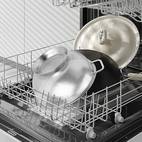 JIDSPWLS 304 Stainless Steel Colander, Micro-Perforated 3-Quart Strainer with Base, Dishwasher Safe. Great for Pasta, Noodles, Vegetables & Fruits 6