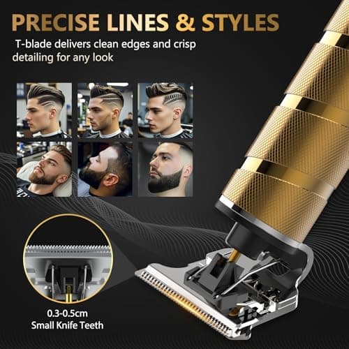 Ufree Hair Trimmer & Beard Trimmer for Men Professional, Electric Razor Shavers for Men, T Blade Precision Edgers Liners, Barber Clippers for Hair Cutting Mustache Facial, Mens Gifts 5