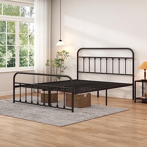 Closadin Classic Metal Platform Bed Frame with Heaboard and Footboard,Strong Metal Slats Support,No Box Spring Needed,Easy Assembly,Full Size,Black 7