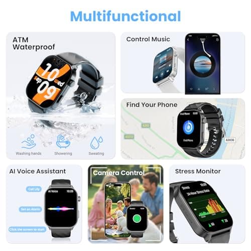 Smart Watch for Men Women Built-in GPS Fitness Tracker, 2.01" HD Touchscreen(Answer/Make Calls), 110+ Sport Modes with Heart Rate/Sleep Monitor/Compass, 1 ATM Waterproof, for Android iOS, Black 8