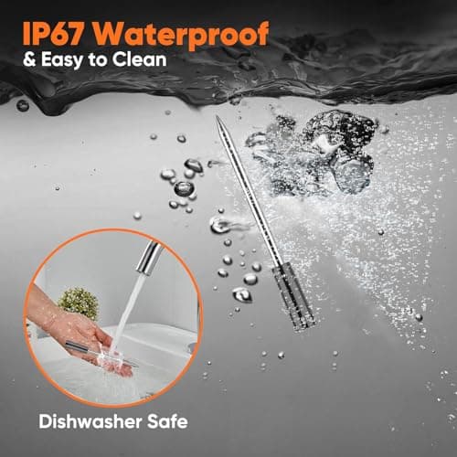 Wireless Meat Thermometer Bluetooth with Ceramic Probe for Grilling/Cooking/BBQ - Waterproof Digital Oven Food Thermometer, 600Ft Range & Smart App Compatibility iOS/Android/Air Fryer 6