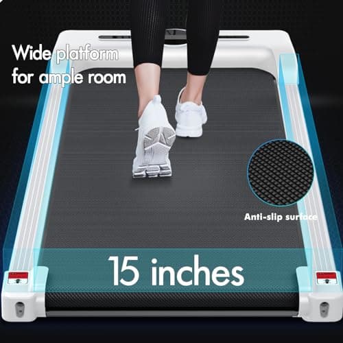BLACK LORD Walking Pad with Handle Bar, 2.7 HP Quiet Foldable Under Desk Treadmill with Bluetooth Speaker, Portable Running Treadmills for Home, LED Display, App/Remote Control, 330lbs Capacity, White 7