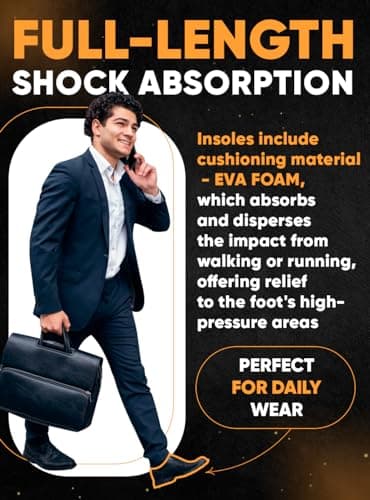 CRUVHEAL High Arch Support Inserts Men Women - Plantar Fasciitis - Comfort for Foot Pain Relief - Anti-Fatigue - Orthotic Shoe Insoles (M, Black) 6