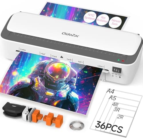 OidoZac Laminator Machine, 11 in 1 Laminating Never Jam Technology with 36 Laminating Sheets, 9 Inch Thermal Laminator A4 Laminating Machine Hot & Cold with Paper Trimmer for Home Office School