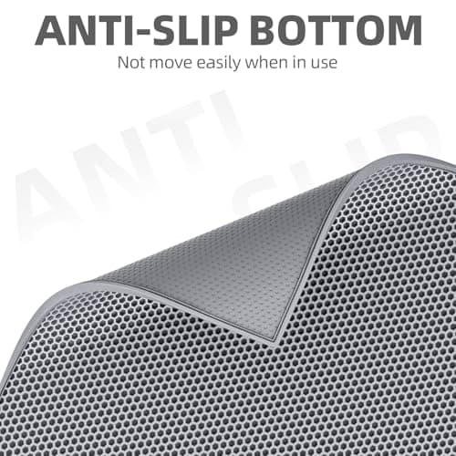 ESTHELLO Cat Litter Mat, Cat Litter Trapping Mat, Honeycomb Double Layer Design, Easy to Clean,Washable (24’’ x 15’’ Gray 6