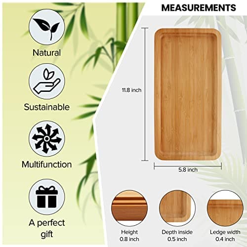 BamBoujie BAMBOUJIE Bamboo Vanity Tray, Bamboo Tray for Bathroom, Small Wooden Tray, Bathroom Counter Tray, Bamboo Tray, Tray for Bathroom Countertop, Spa Bathroom Decor, Bamboo Tray 5