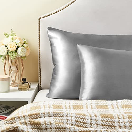 BEDELITE Satin Pillowcase with Zipper 2 Pack, Grey Pillow Cases Standard Size, Super Soft and Cooling Similar to Silk Pillow Cases, Gift for Women Men(20x26 Inches) 6