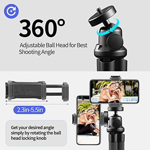 Aureday Phone Tripod, Flexible Tripod for iPhone and Android Cell Phone, Come with Wireless Remote and Clip for Video Recording/Vlogging/Selfie 5