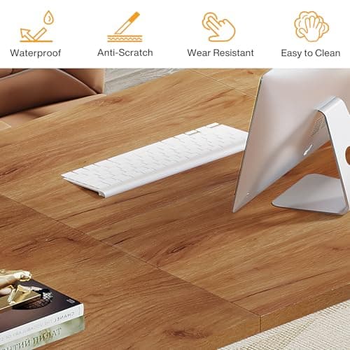 Tribesigns Modern Executive Desk, 70.9" Large Office Computer Desk, Conference Table Meeting Room Table, Simple Workstation Business Furniture for Home Office, Brown 6