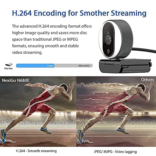NexiGo N680E 1080P Webcam with Ring Light, Privacy Cover and Dual Microphone, Advanced Auto-Focus, Adjustable Brightness, Streaming Web Camera for Zoom Skype Facetime, PC Mac Laptop Desktop 8