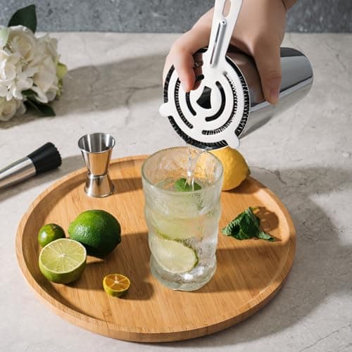 Boston Cocktail Shaker Set, 8-Piece Bartender Kit with 18oz & 28oz Shaker Strainer Muddler Jigger Mixing Spoon Pourers, Bar Accessories, Stainless Steel Martini Shaker, Bar Tools 5