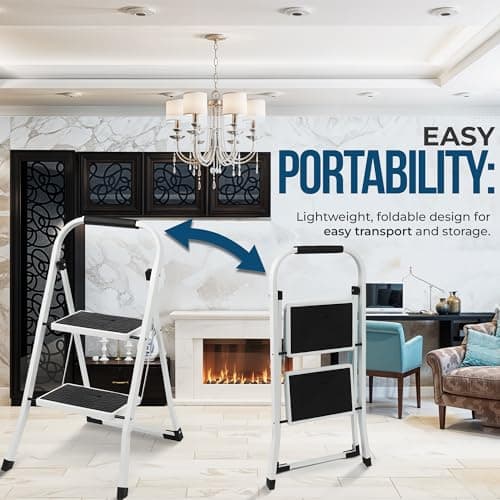Simpli-Magic Step Ladder, 2 Step Stool Ergonomic Foldable with Wide Anti-Slip Pedal, Multi-Use for Household, Kitchen and Office (300 LBS Capacity) 3
