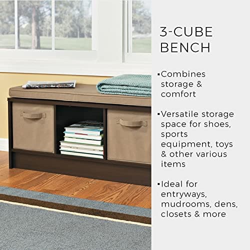 ClosetMaid 1569 Cubeicals 3-Cube Storage Bench, White with Tan Cushion 7