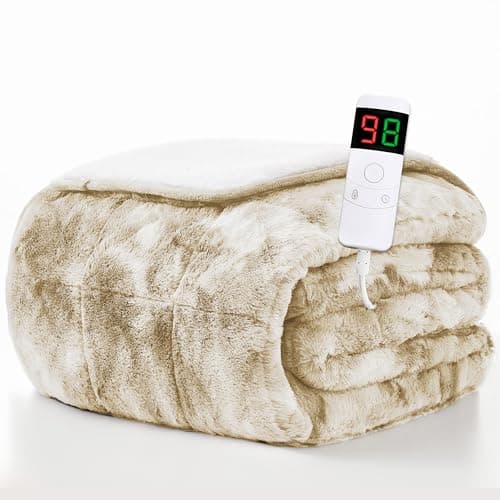 Homemate Heated Weighted Blanket for Adults - 62"x84" 20lbs Electric Throw Fast Heating Heavy Blanket 1/2/4/6/8 Hour Auto Off 10 Heat Levels Over-Heat Protection Luxury Faux Fur Sherpa