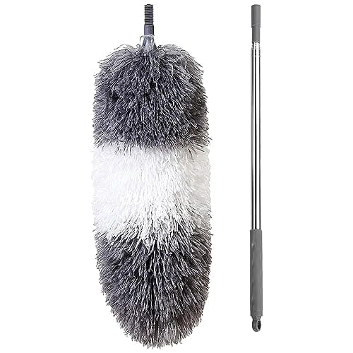 BOOMJOY Microfiber Feather Duster with Extendable Pole and Bendable Head, 100" Telescoping Duster for Cleaning Ceiling, Fan, Furniture