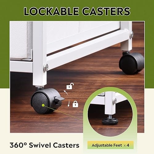 DEVAISE 2 Drawer Mobile File Cabinet, Rolling Printer Stand with Fabric Drawer, Vertical Filing Cabinets with Hanging Folders Fit A4 or Letter Size for Home Office, White 7