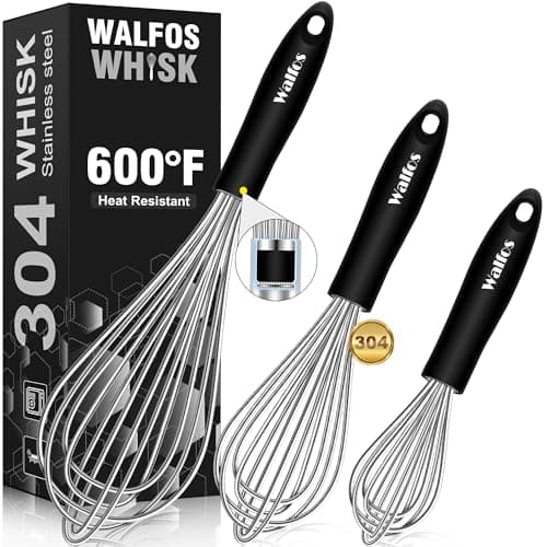 Stainless Steel Wire Whisk Set - 3 Packs Balloon Whisk, Thick Wire Wisk & Strong Handles, Egg Frother for Cooking, Blending, Whisking, Beating and Stirring (7"+9"+11")