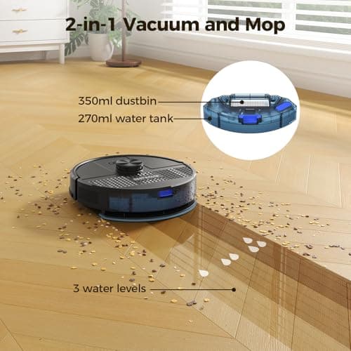 BPMIO Robot Vacuum and Mop Combo, 4500Pa Max Suction, LiDAR Navigation, Quick Mapping, 145 Mins Runtime, Custom Cleaning, Works with App & Alexa, Great for Pet Hair, Dust, Hard Floor, Carpet 6